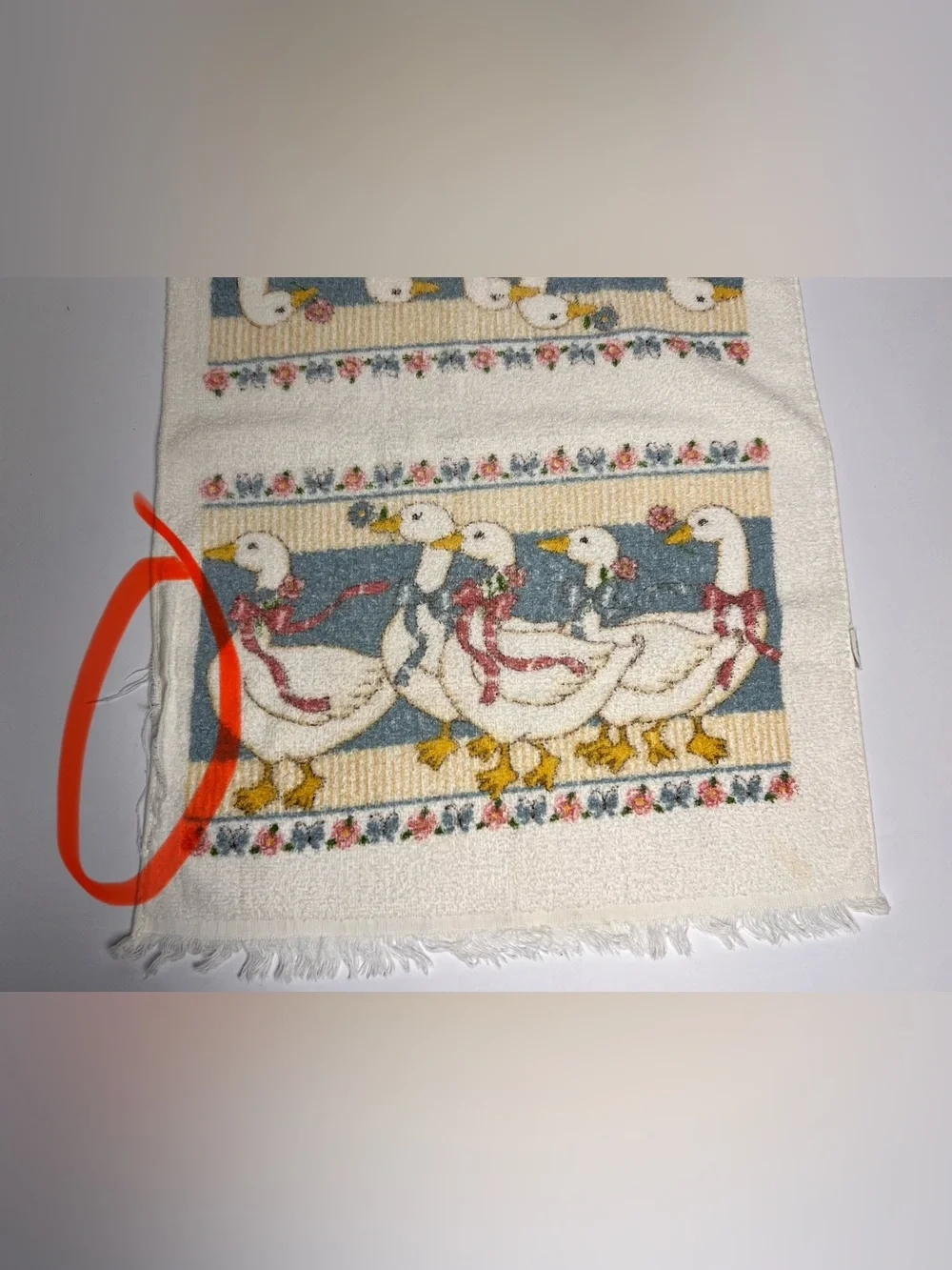 Lot of 3 VTG Cannon 80s Country Geese Goose Rag Towel Fringe READ Cottage Core - Picture 8 of 13
